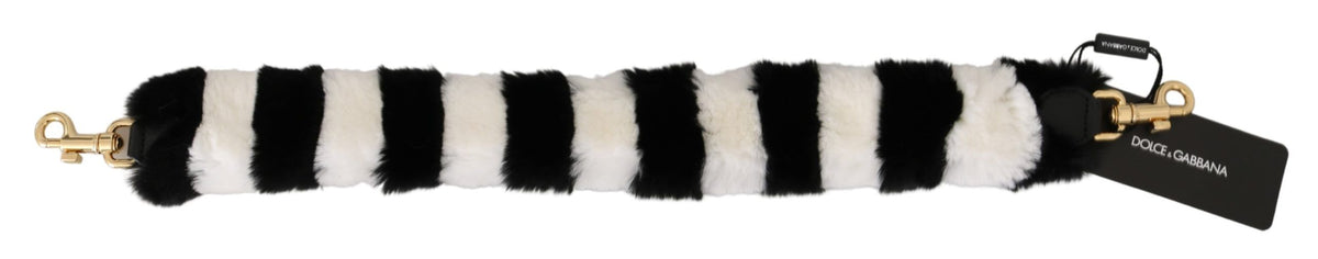 Bandoulière de sac Dolce & Gabbana femme en fourrure de lapin noir et blanc – BEL60716