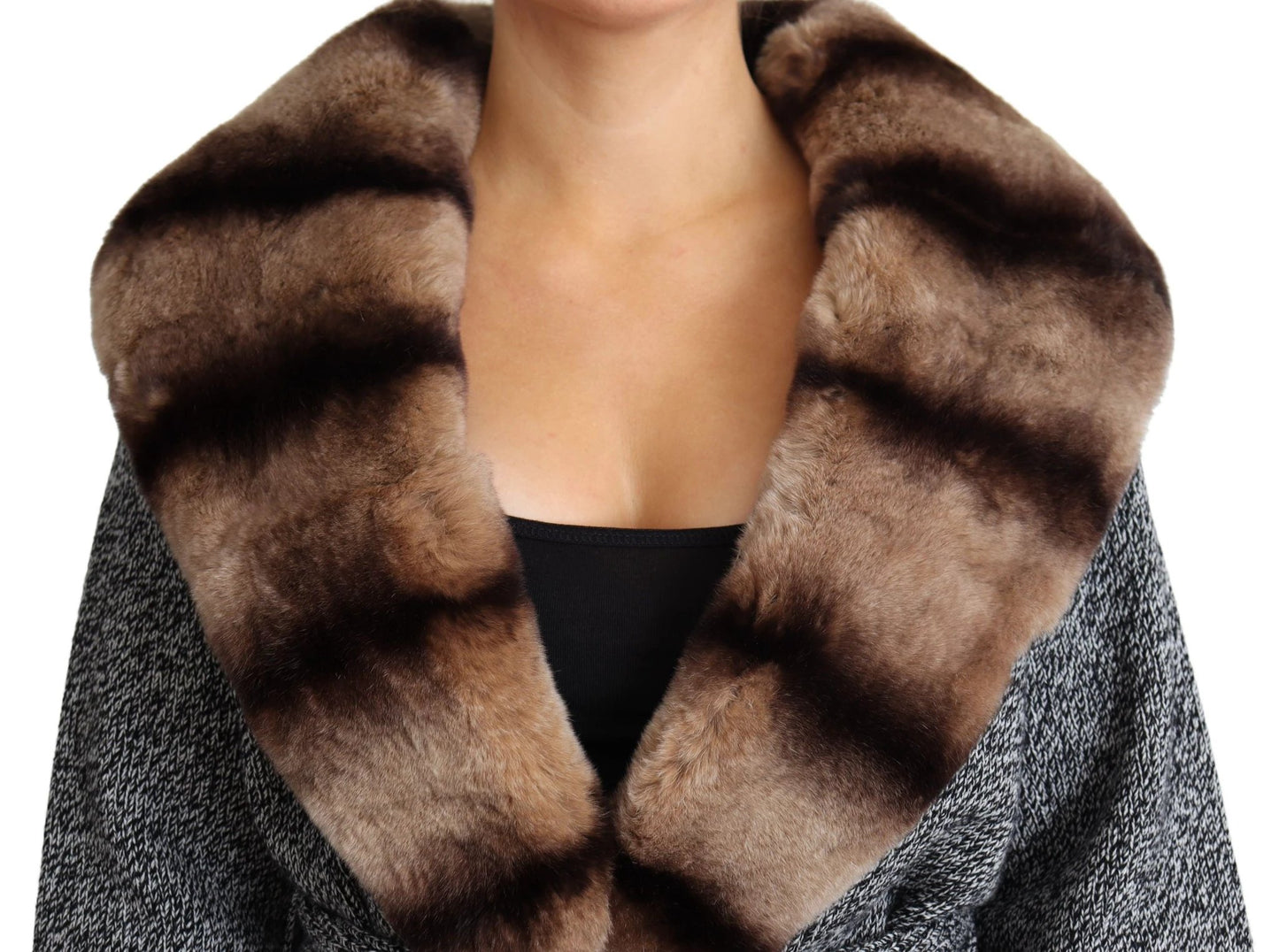 Dolce & Gabbana Gray Cardigan Fur Coat Cashmere Jacket by Dolce & Gabbana