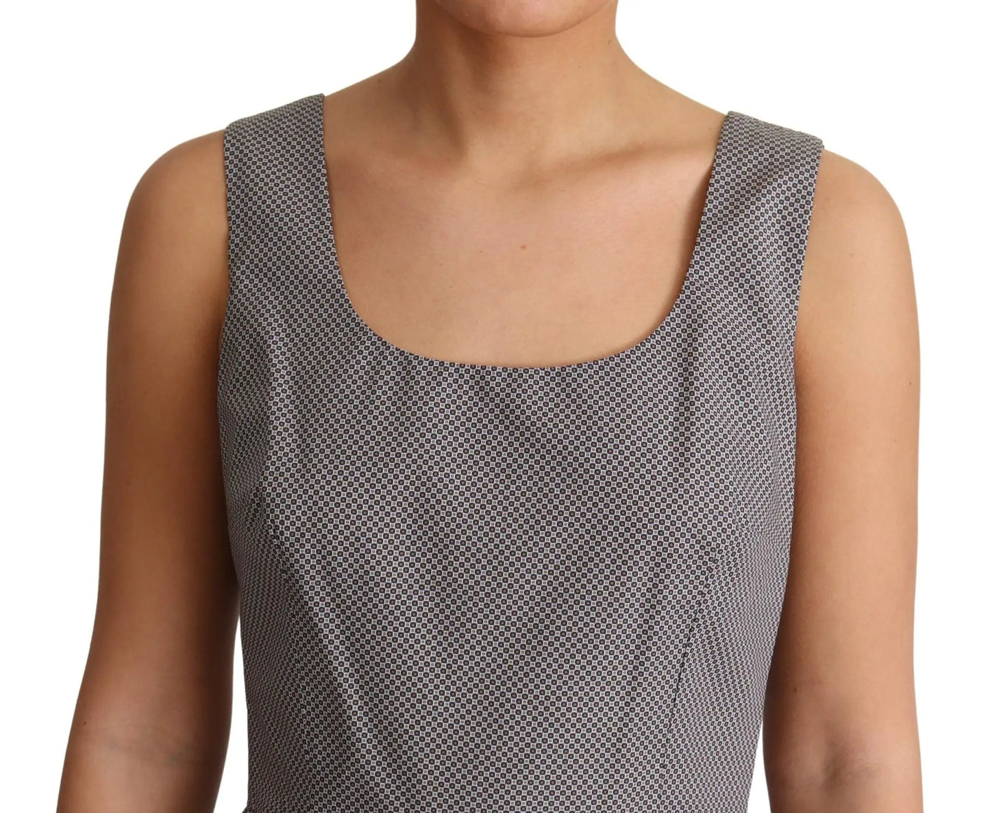 Dolce & Gabbana Blue Beige Geometric Cotton A-Line Dress by Dolce & Gabbana