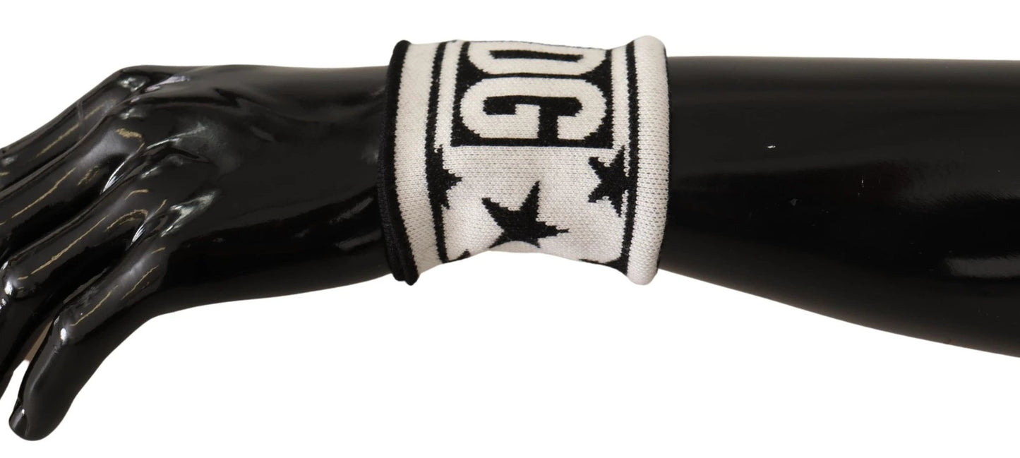 Dolce & Gabbana White Black Wool Logo #DGMILLENNIALS Wristband by Dolce & Gabbana