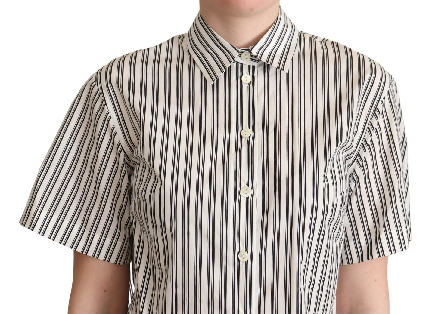 Dolce & Gabbana White Black Striped Shirt Blouse Top by Dolce & Gabbana