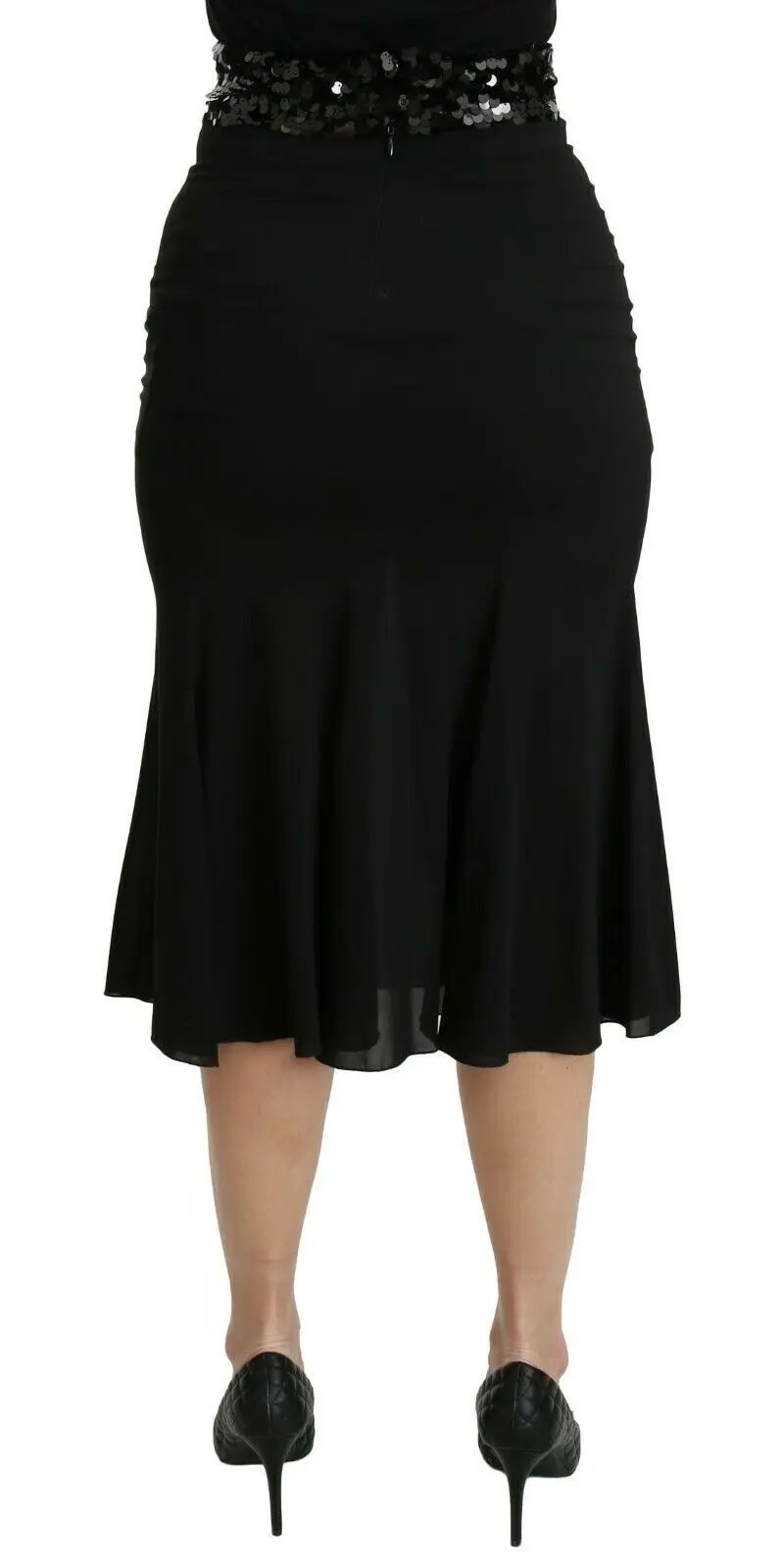Dolce & Gabbana Black Mermaid High Waist Midi Silk Skirt by Dolce & Gabbana