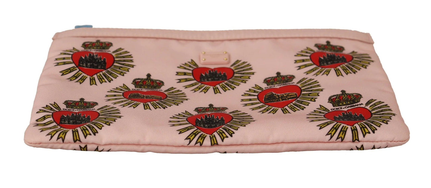 Dolce & Gabbana Clutch Pink D&G Logo Devotion Heart Toiletry Pouch Wallet by Dolce & Gabbana