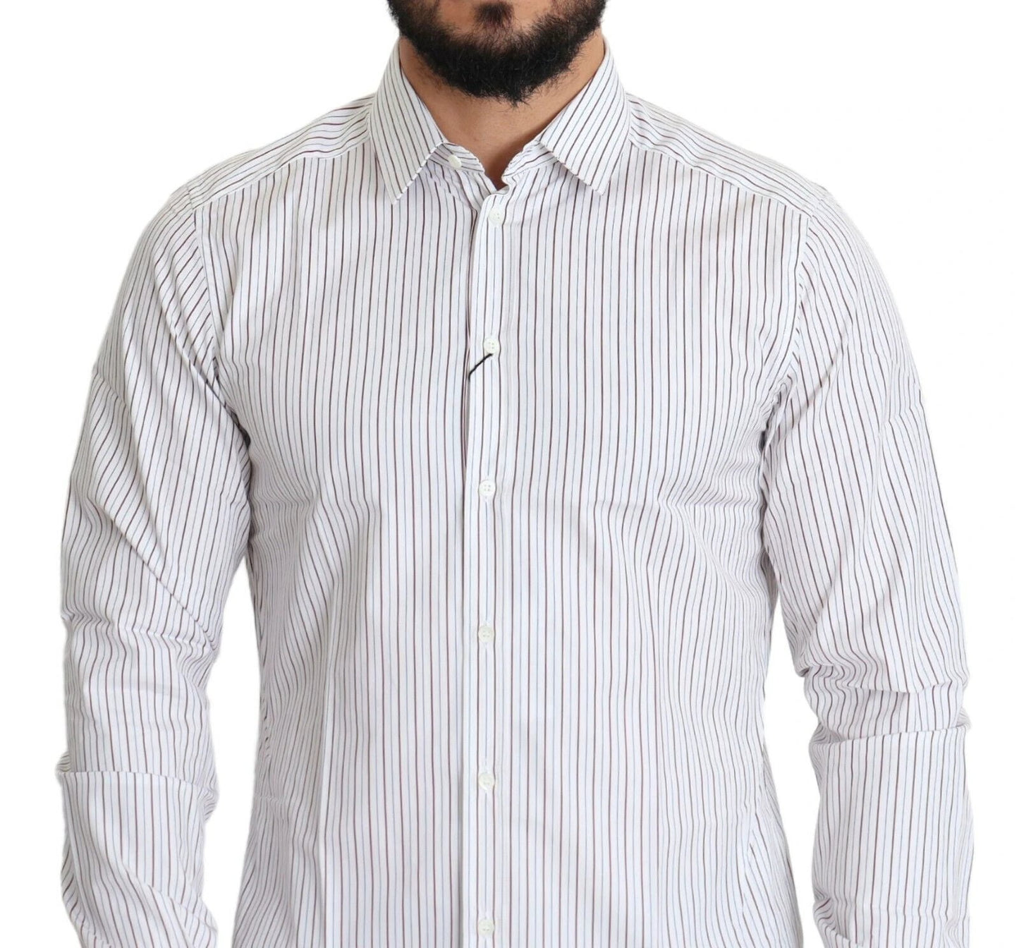 Dolce & Gabbana White Striped Formal MARTINI Shirt by Dolce & Gabbana