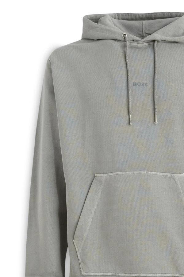 Hugo Boss Grey Cotton Logo Details Hooded Sweatshirt by Hugo Boss