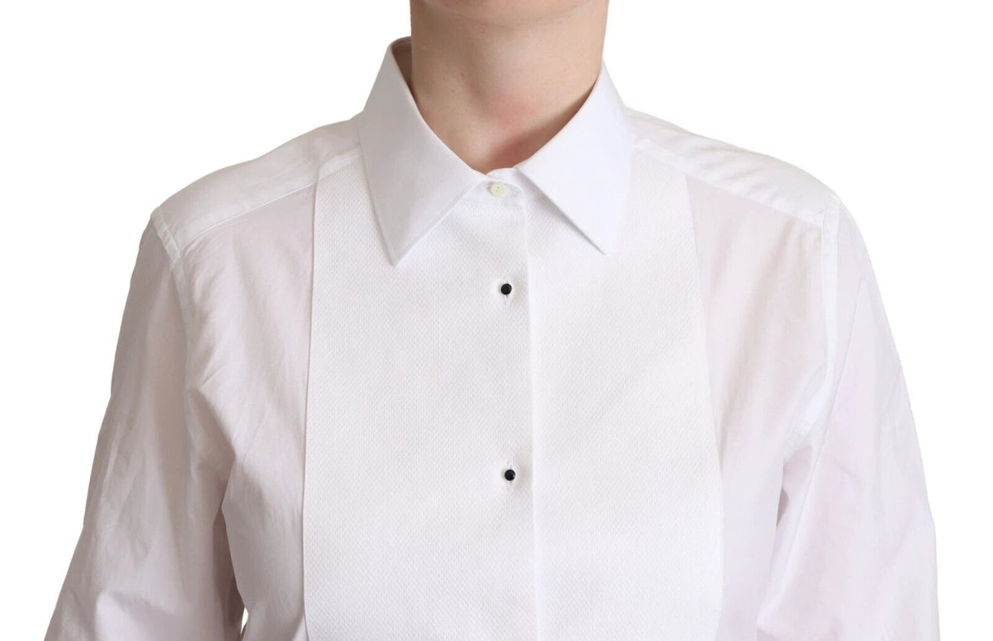 Dolce & Gabbana White Cotton Dress Collared Long Sleeves Shirt Top by Dolce & Gabbana