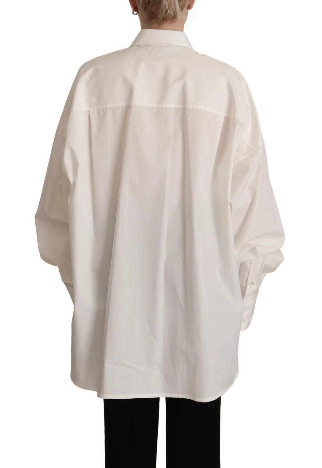 Dolce & Gabbana White Cotton Button Up Collared Long Sleeve Top by Dolce & Gabbana