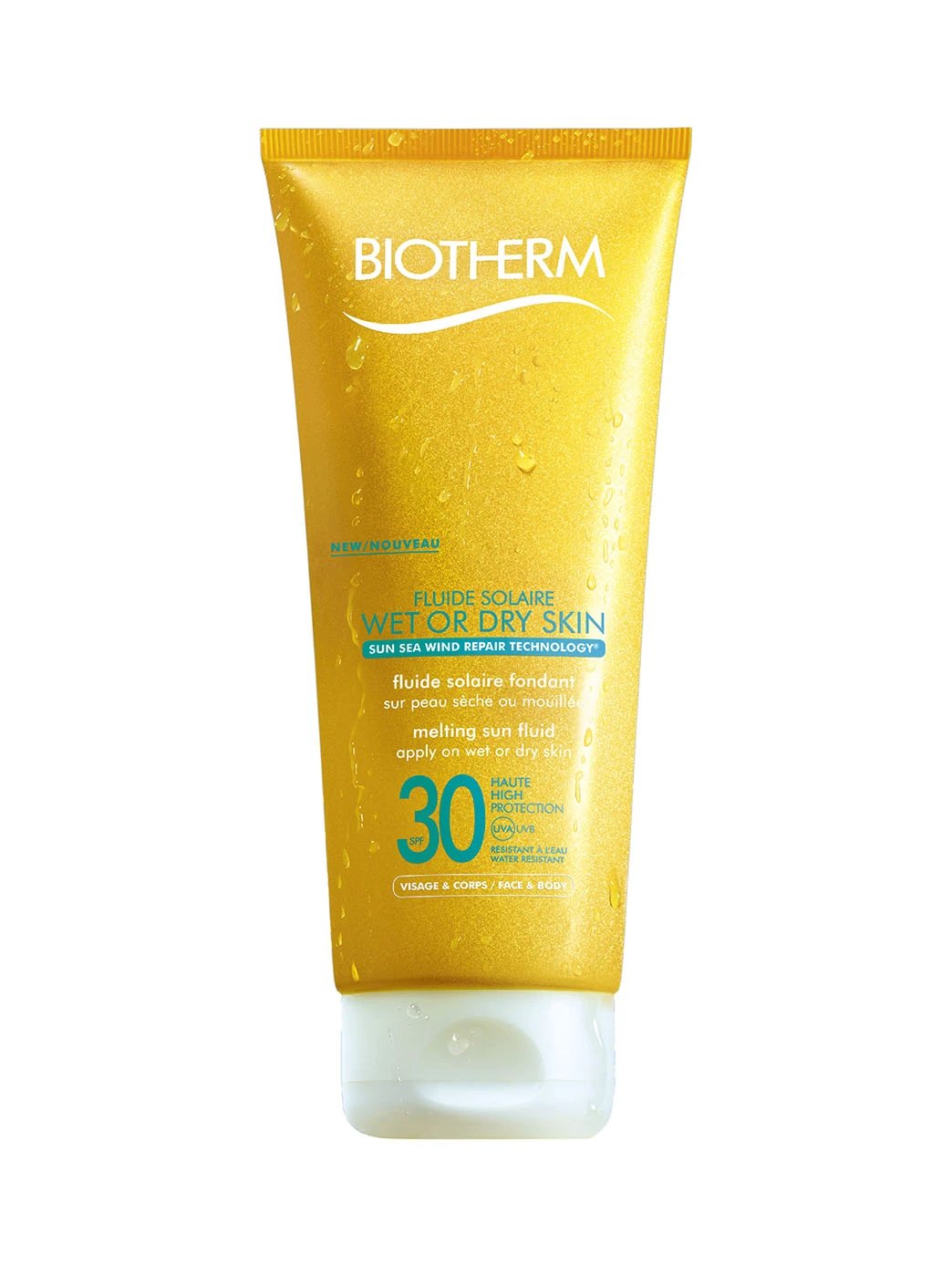 Biotherm Fluide Solaire Wet and Dry Skin SPF30 Hydratant 8 Heures Résistant À L Eau