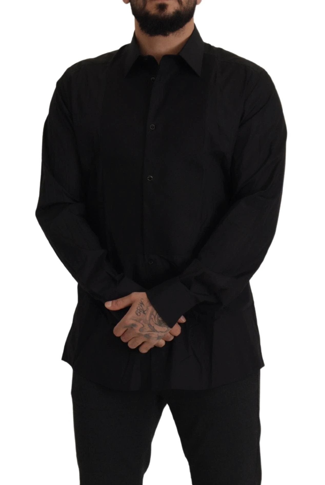 Dolce & Gabbana Black GOLD Slim Fit Tuxedo Dress Shirt by Dolce & Gabbana