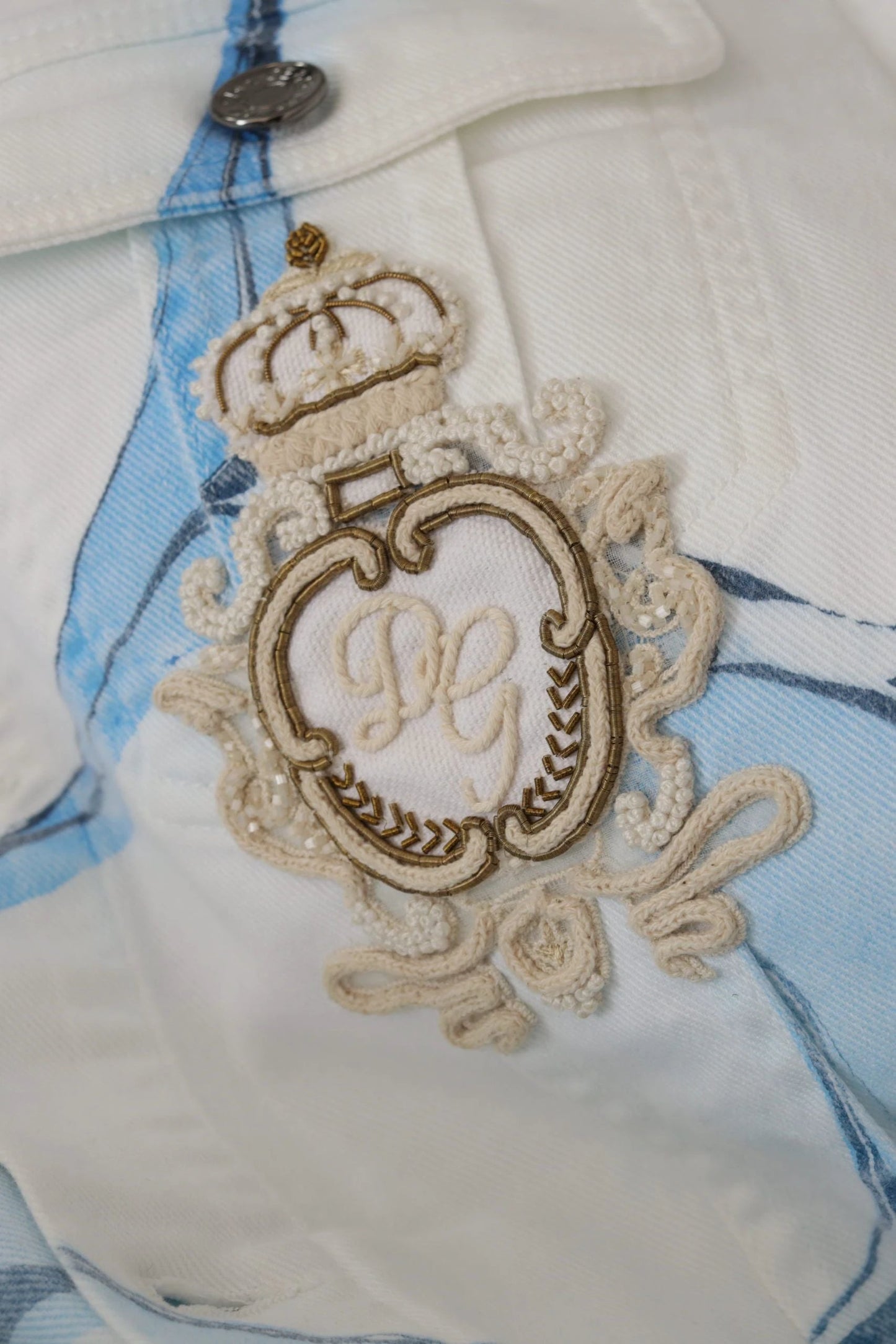 Dolce & Gabbana White Cotton Logo Embroidery Denim Jacket by Dolce & Gabbana