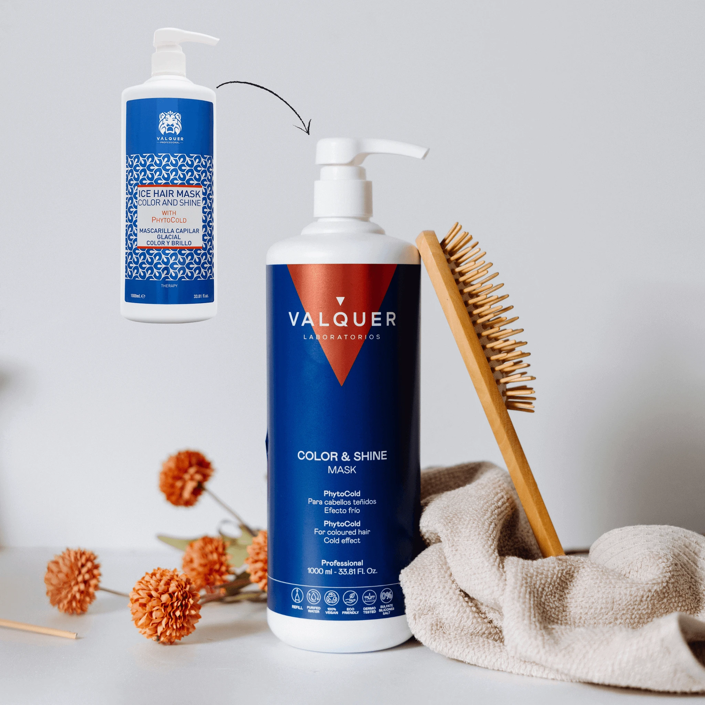 Pack Potenciador Color y Brillo para Cabellos Teñidos - Champú y Mascarilla - 1000 ml + 975 ml by Valquer®