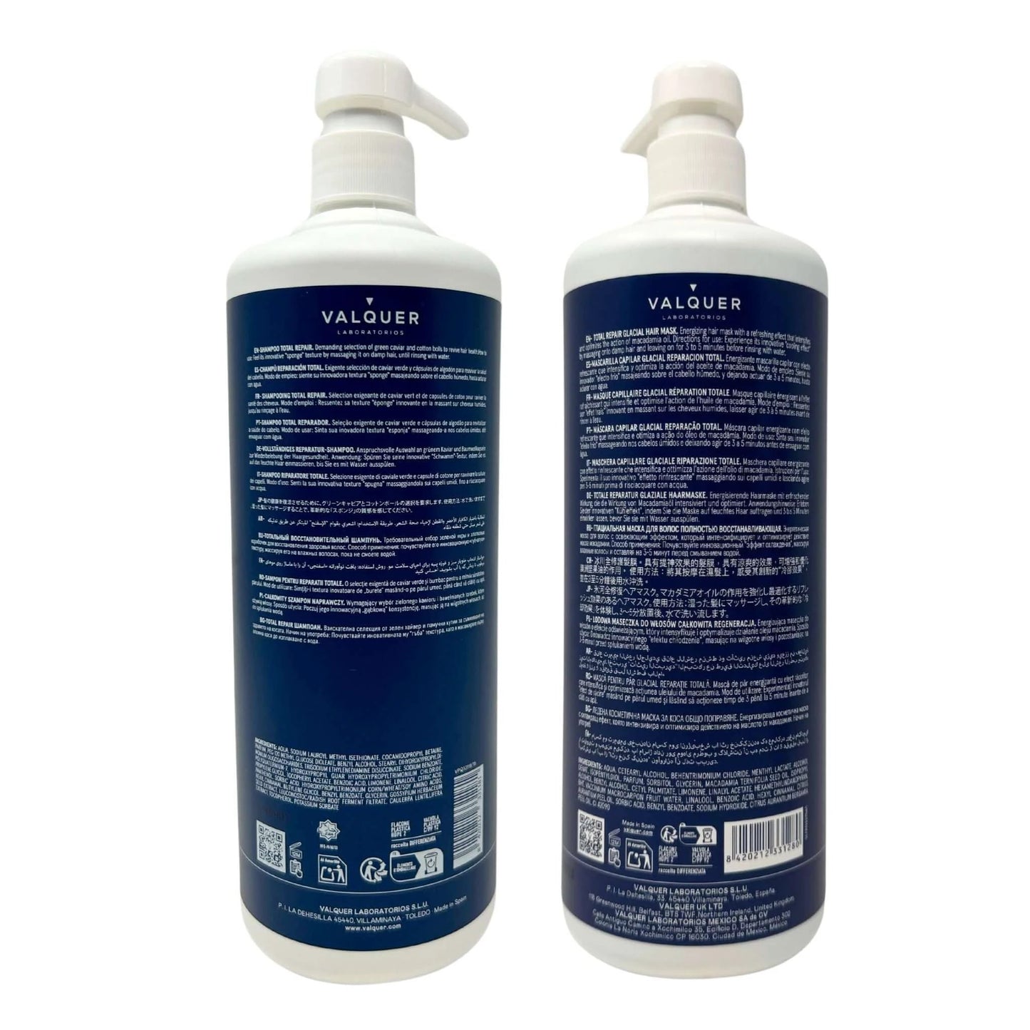 Pack Total Repair para Cabellos Dañados - Champú y Mascarilla - 1975 ml by Valquer®