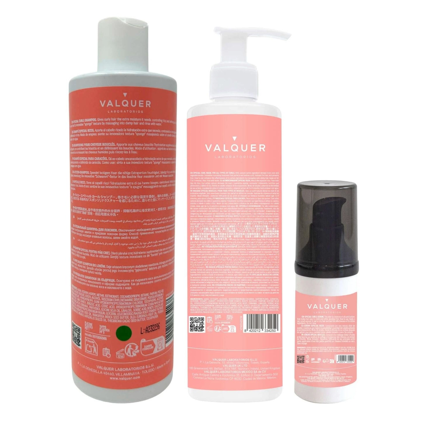 Pack curly Champú, mascarilla y serum para cabellos rizados - 720 ml by Valquer®