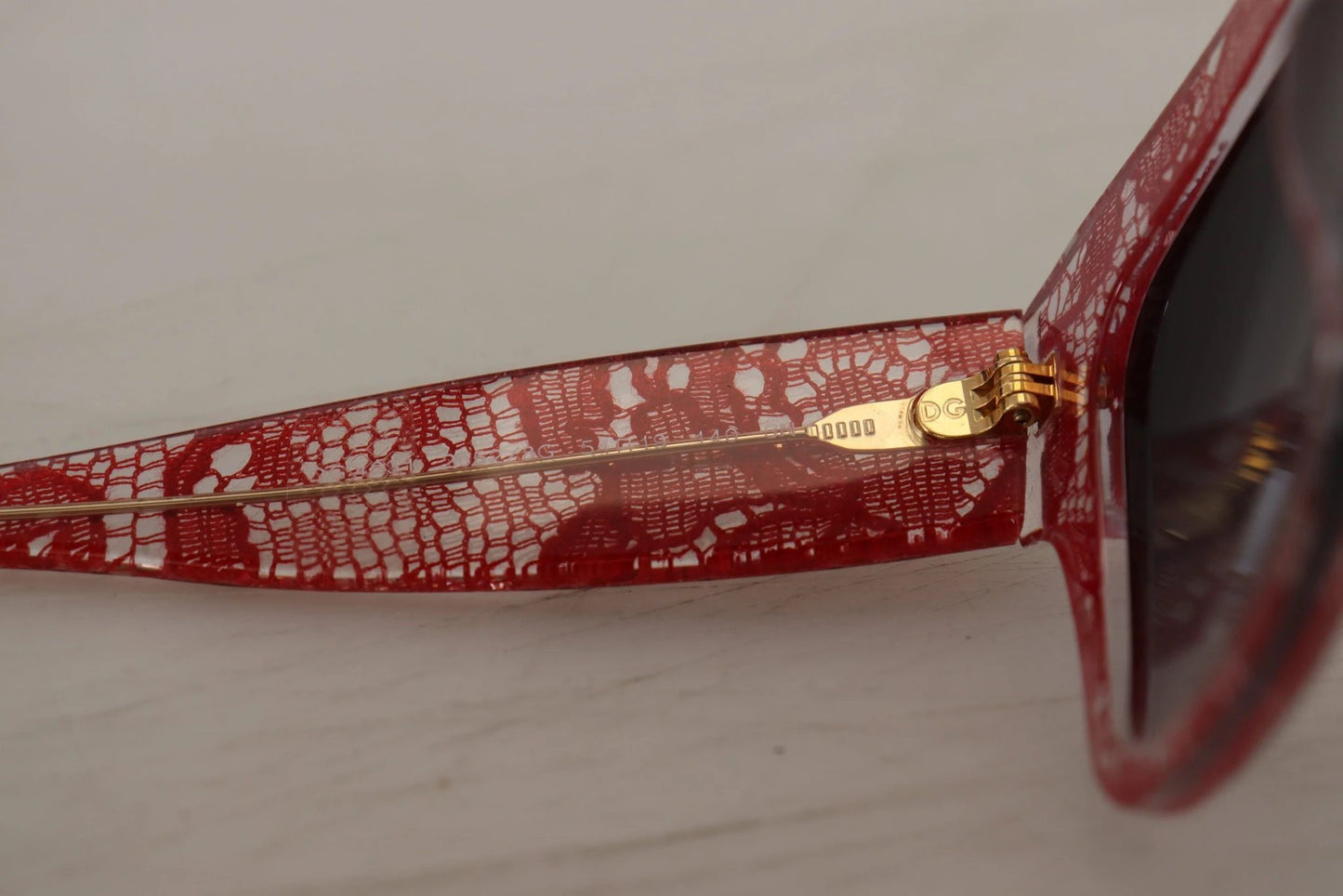 Dolce & Gabbana Red Lace Acetate Rectangle Shades DG4231Sunglasses by Dolce & Gabbana
