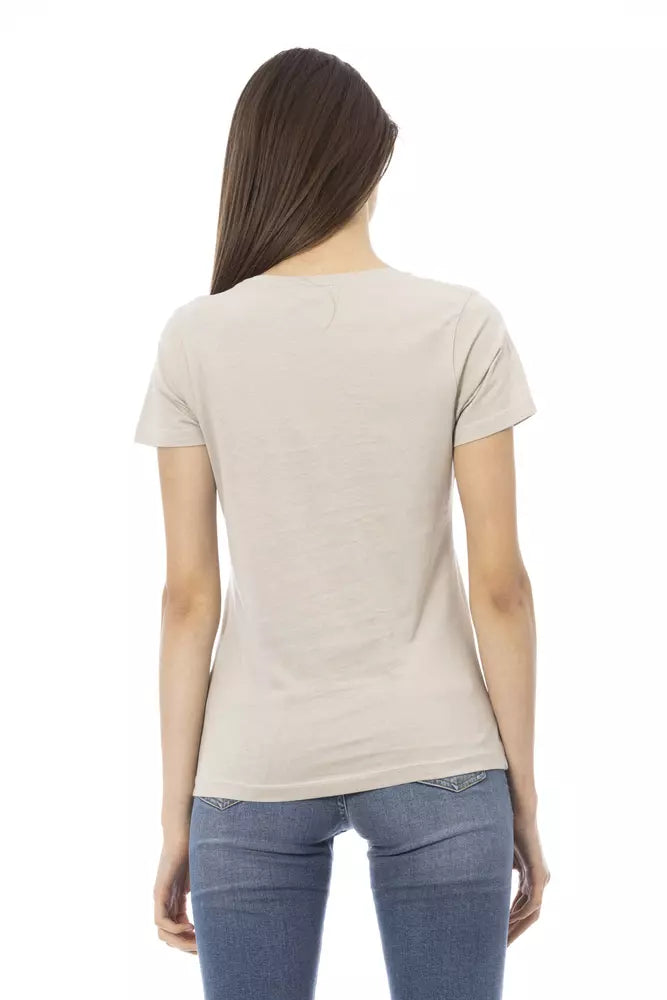 Trussardi Action dames T-shirt van katoen en viscose beige – TR-23092