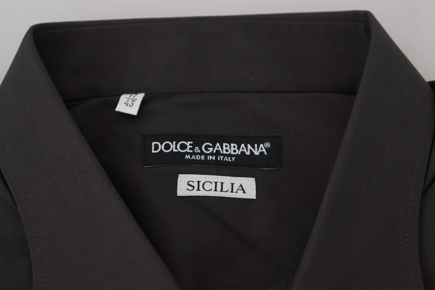 Dolce & Gabbana Gray SICILIA Slim Fit Stretch Dress Shirt by Dolce & Gabbana