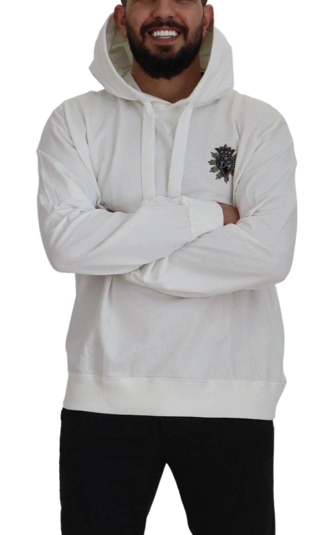 Dolce & Gabbana White Cotton Hooded Sweatshirt Sweater by Dolce & Gabbana