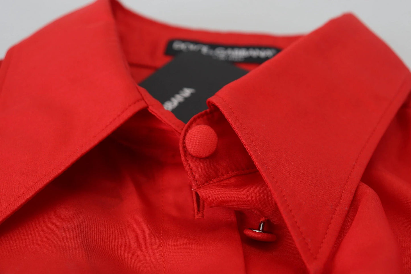 Dolce & Gabbana Red Silk Collared Long Sleeves Dress Shirt Top by Dolce & Gabbana