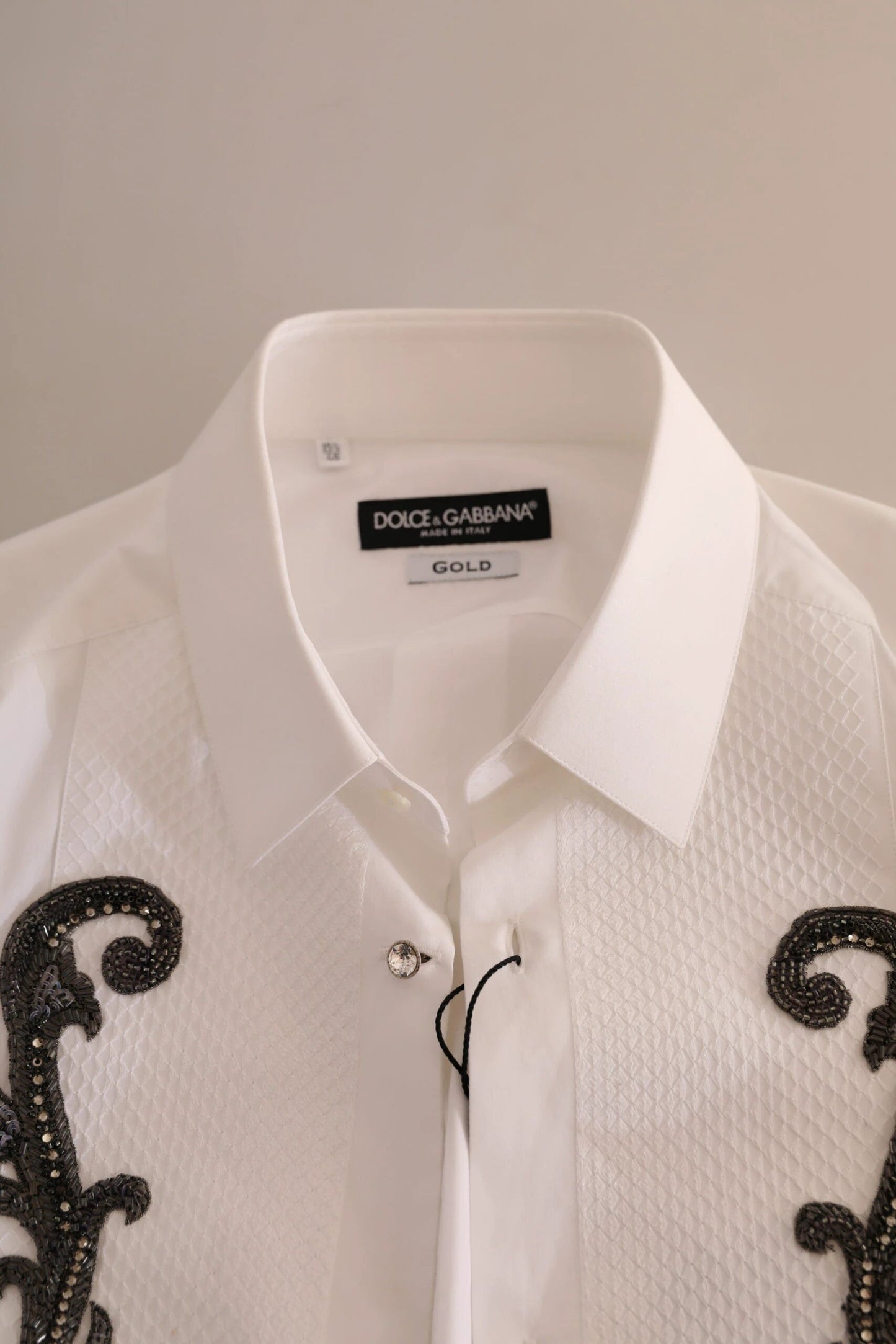 Dolce & Gabbana White Tuxedo Slim Fit Baroque Shirt by Dolce & Gabbana