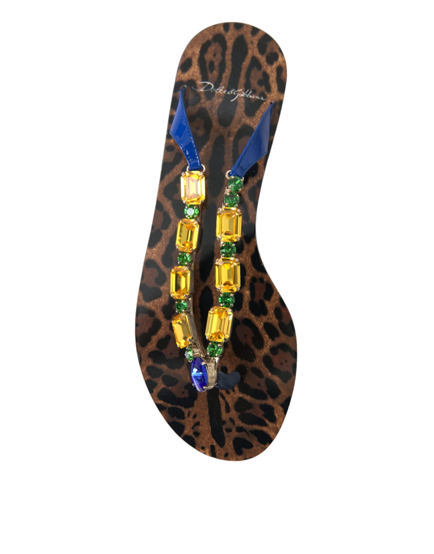 Dolce & Gabbana Blue Crystals Flats Sandals Beachwear Shoes by Dolce & Gabbana
