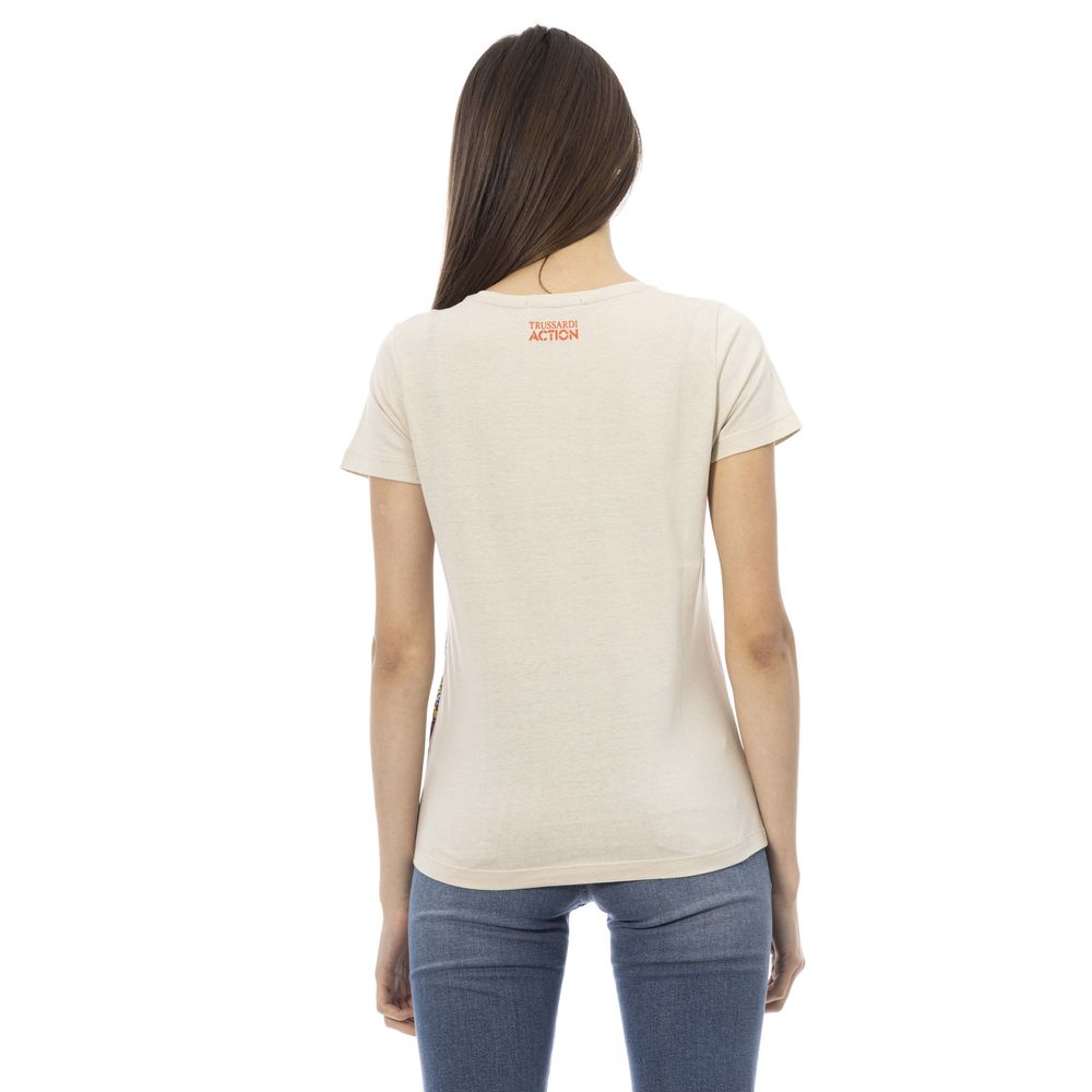 T-shirt Trussardi Action femme en coton et viscose beige – TR-23059