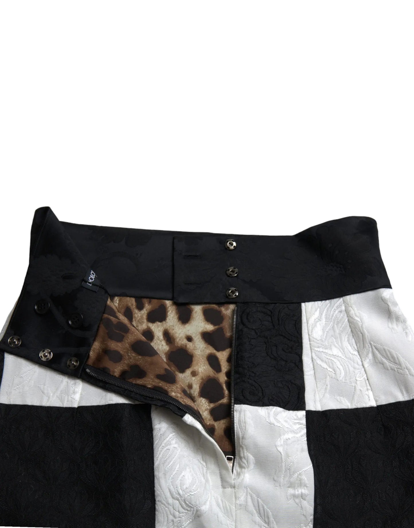 Dolce & Gabbana Black White Floral Brocade High Waist Skirt by Dolce & Gabbana