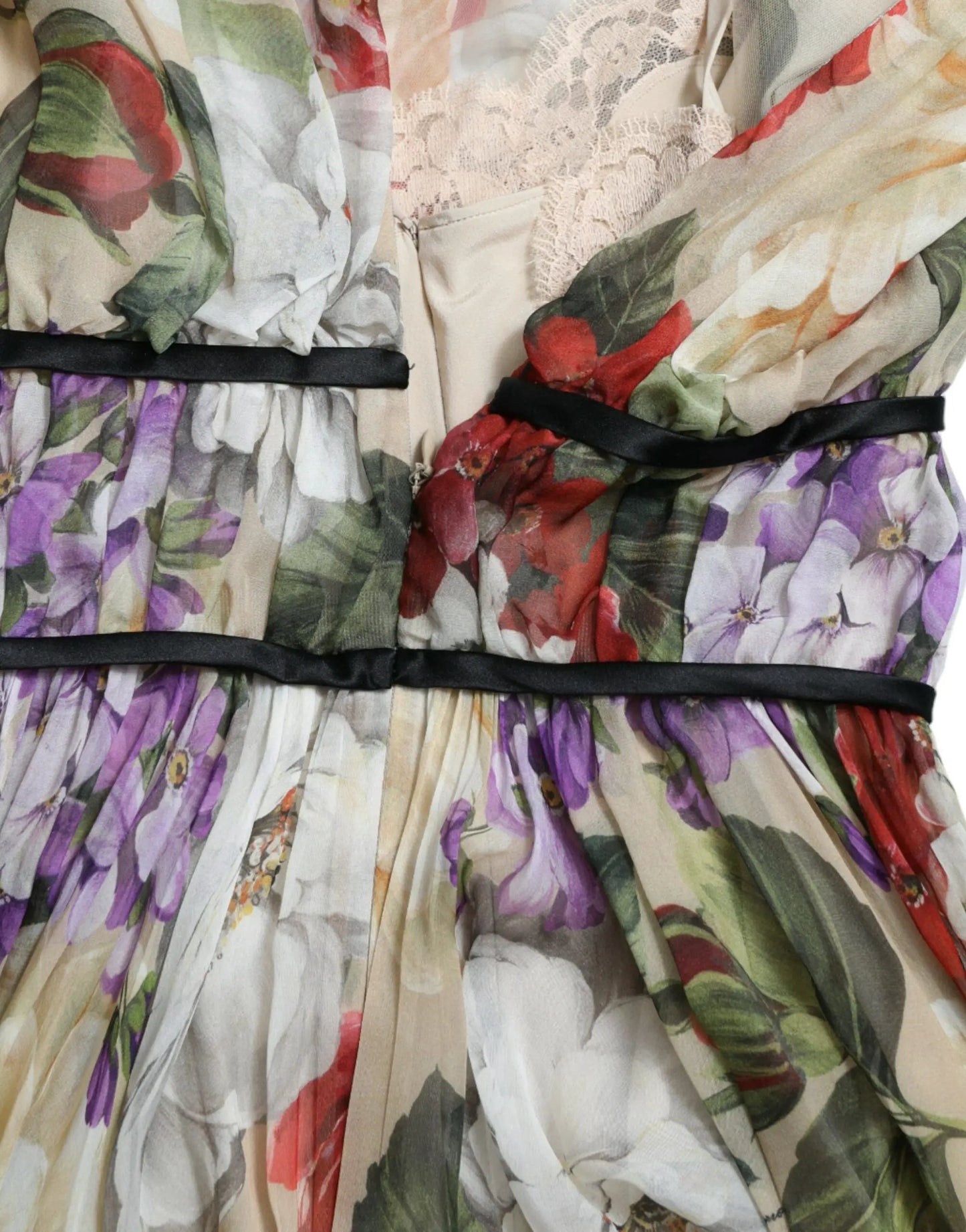 Dolce & Gabbana Beige Floral Sleeveless A-line Mini Dress by Dolce & Gabbana