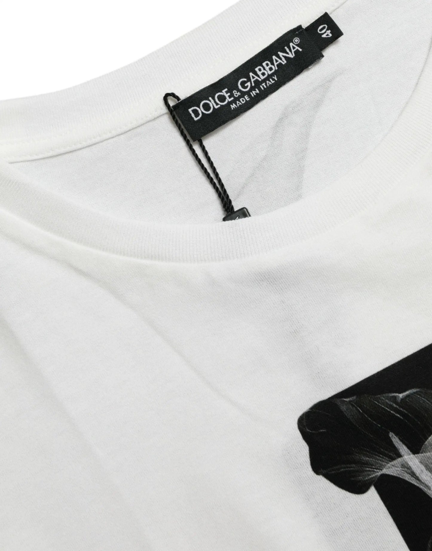 Dolce & Gabbana White Black Roses Crewneck Cotton T-shirt by Dolce & Gabbana