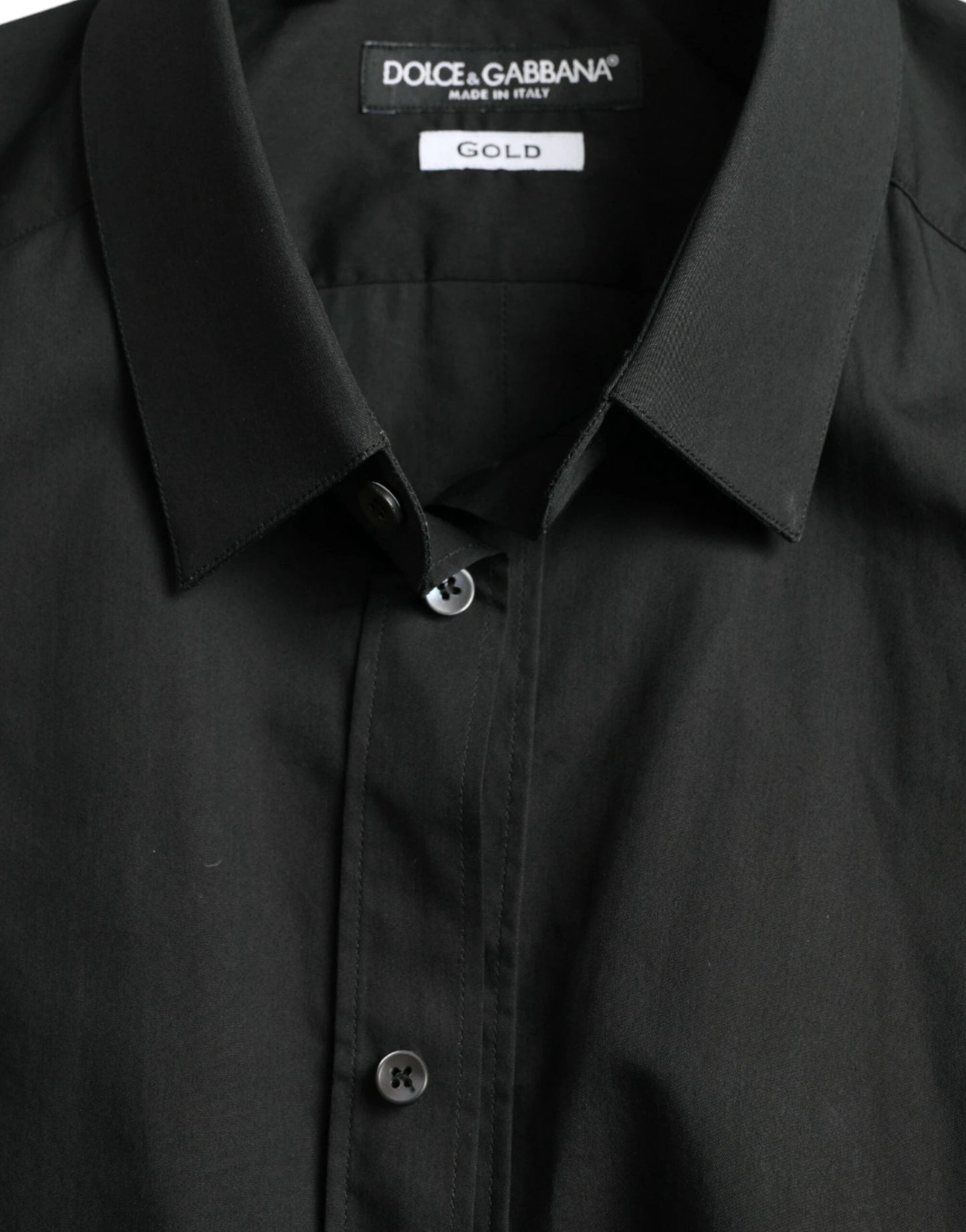 Dolce & Gabbana Black Cotton Silk Formal GOLD Dress Shirt by Dolce & Gabbana