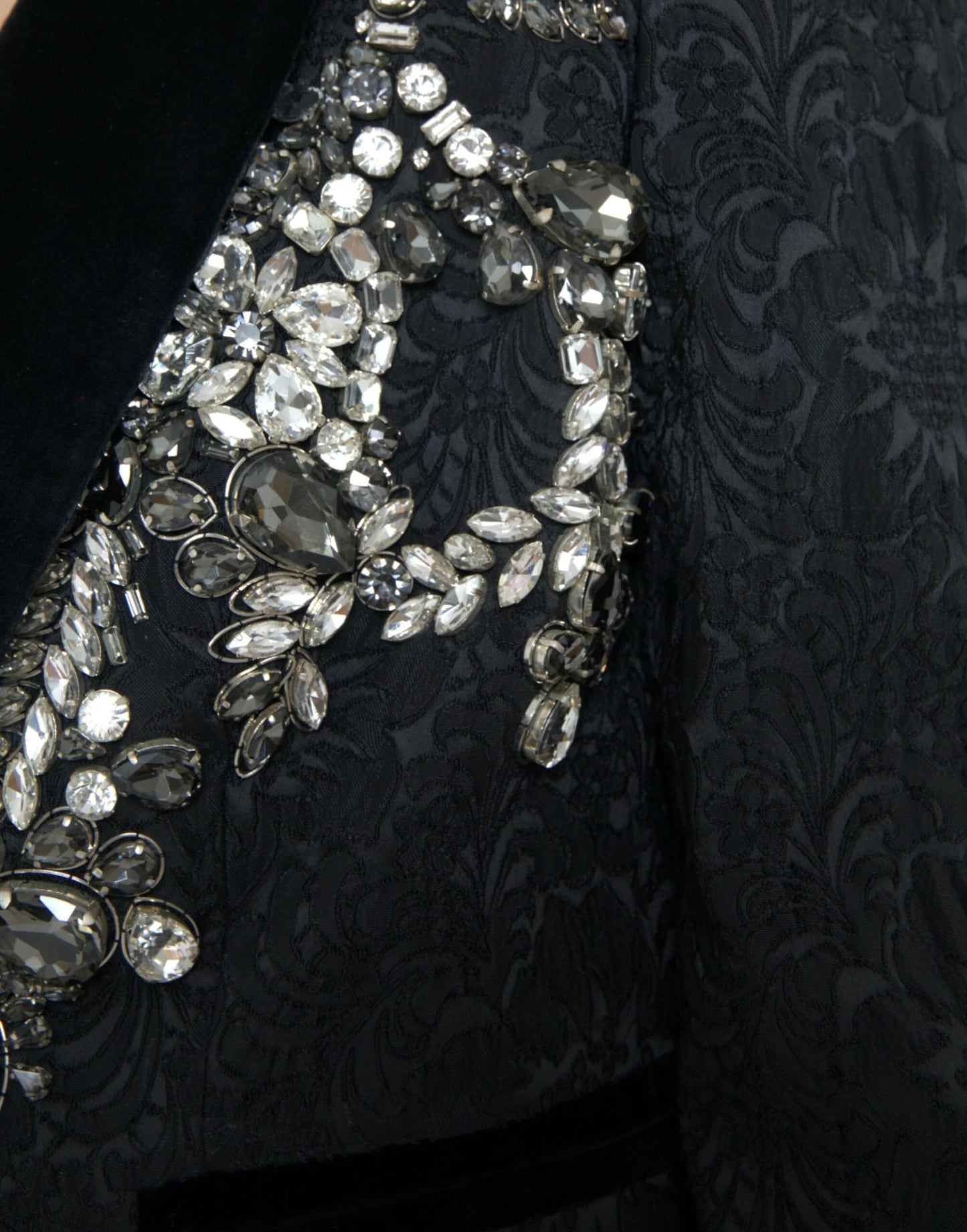 Dolce & Gabbana Black Crystal Embellished Overcoat Jacket by Dolce & Gabbana