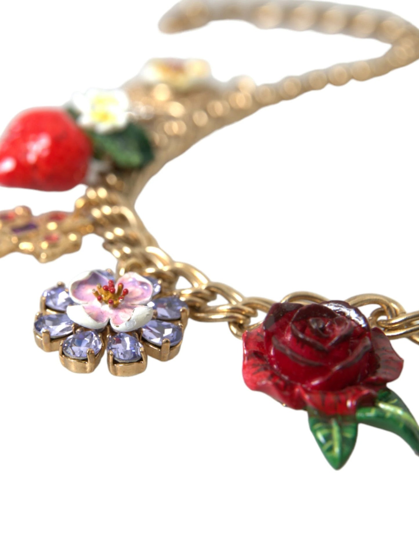 Dolce & Gabbana Gold Chain Rose Cross Strawberry Star Pendant Necklace by Dolce & Gabbana