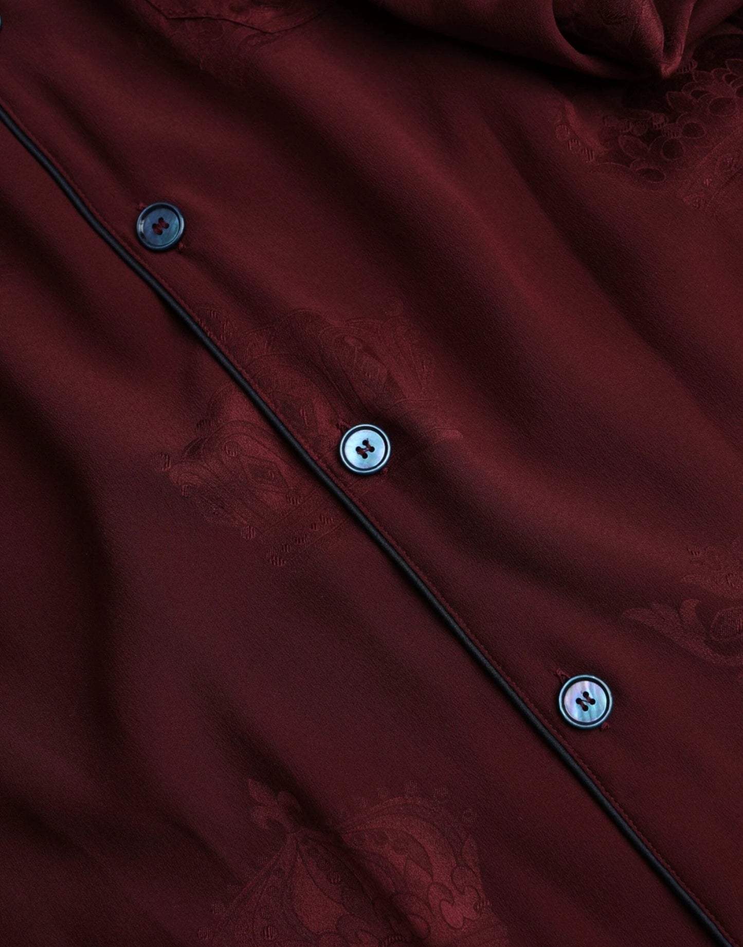 Dolce & Gabbana Maroon Crown Jacquard Silk Long Sleeve Shirt by Dolce & Gabbana