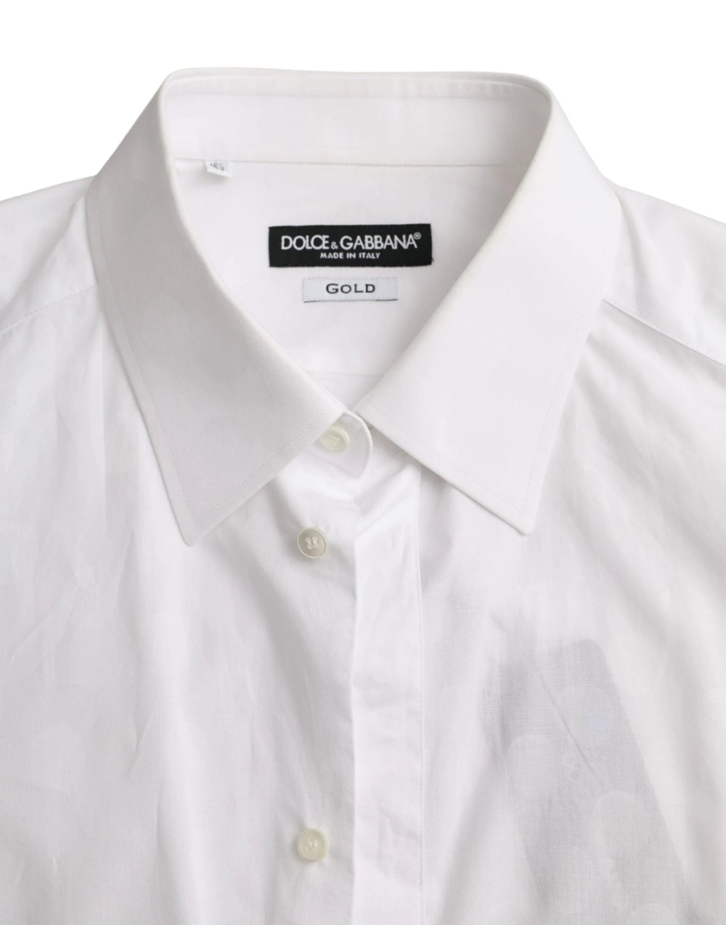 Dolce & Gabbana White Polka Dotted Cotton Dress GOLD Shirt by Dolce & Gabbana