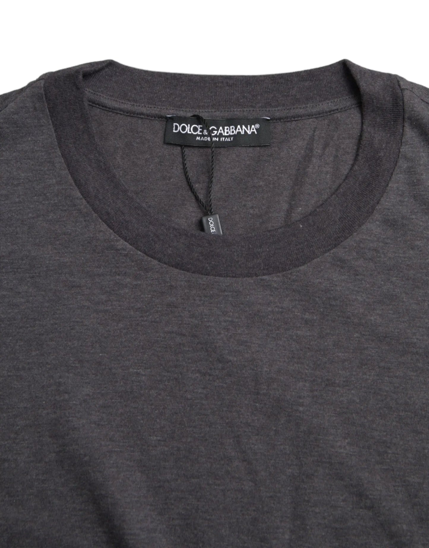 Dolce & Gabbana Gray Cotton Round Neck Short Sleeve T-shirt by Dolce & Gabbana