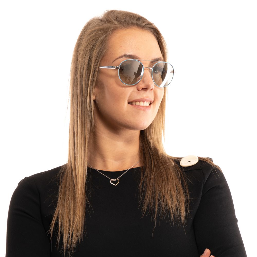 Lunettes de soleil Guess femme aviateur monture métal turquoise, verres gris miroir – GU-1020053