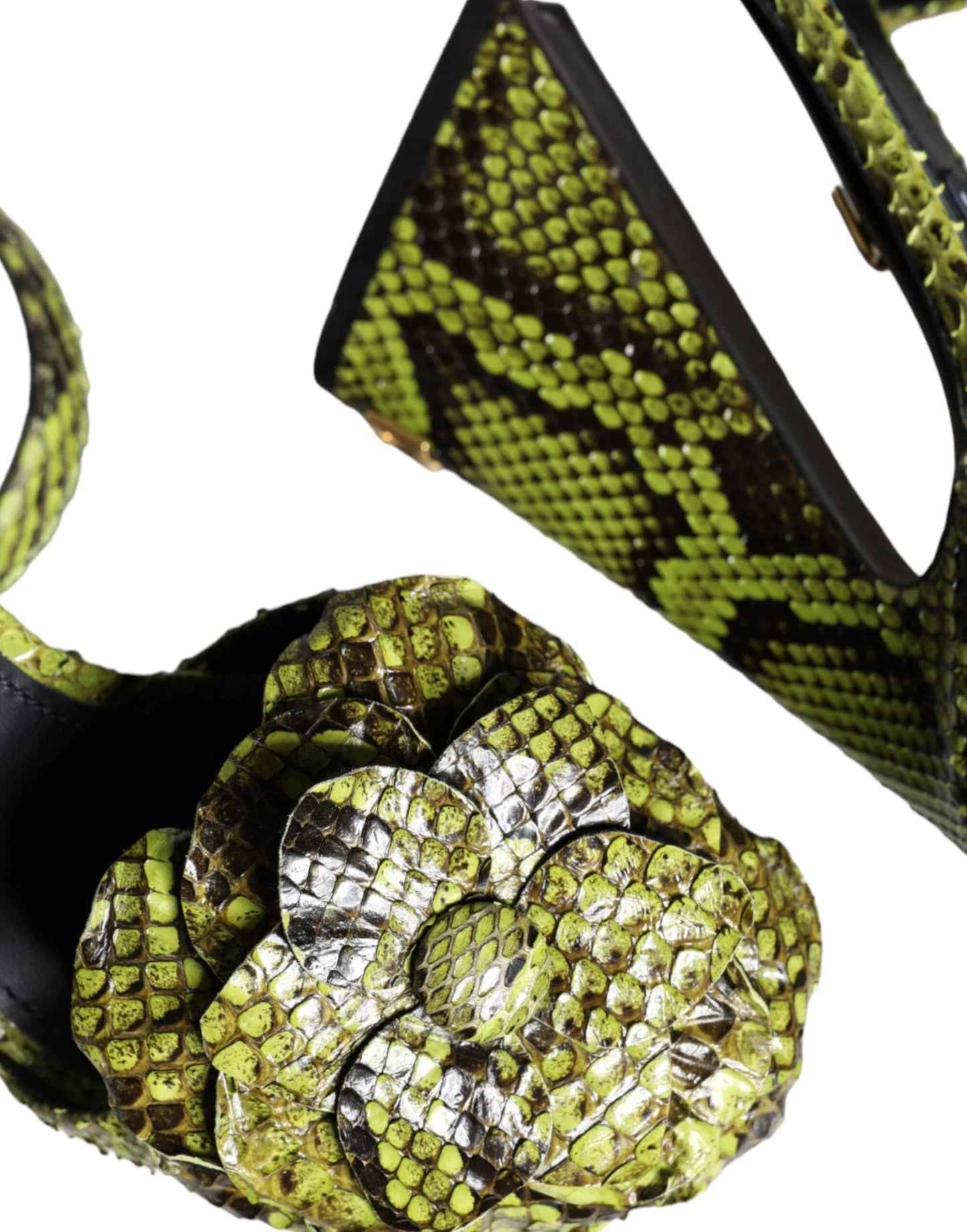 Dolce & Gabbana Green Exotic Leather Ankle Strap Heels Sandals Shoes by Dolce & Gabbana