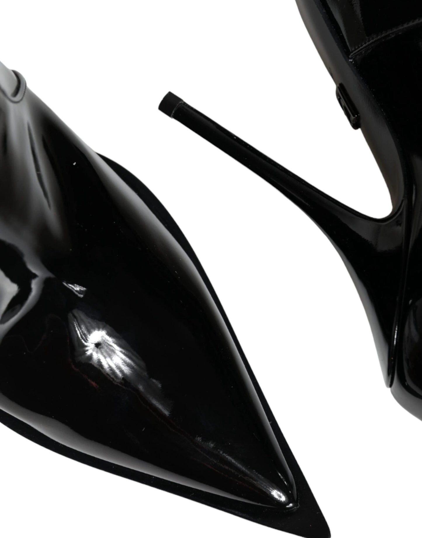 Dolce & Gabbana Black Patent Leather Pointed Ankle Boots Shoes by Dolce & Gabbana