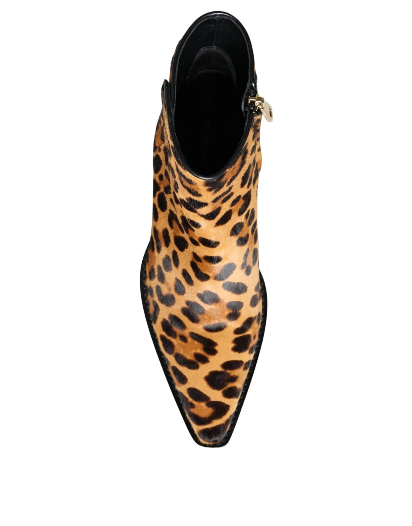 Dolce & Gabbana Brown Leopard Calf Fur Ankle Boots Shoes by Dolce & Gabbana