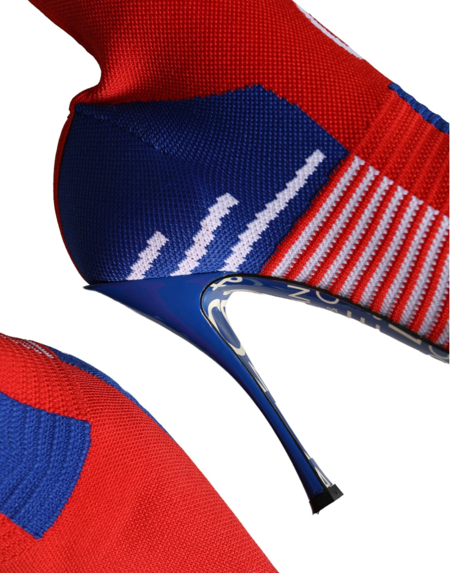 Dolce & Gabbana Red Blue Stretch Sock Style Ankle Boots Logo Shoes by Dolce & Gabbana