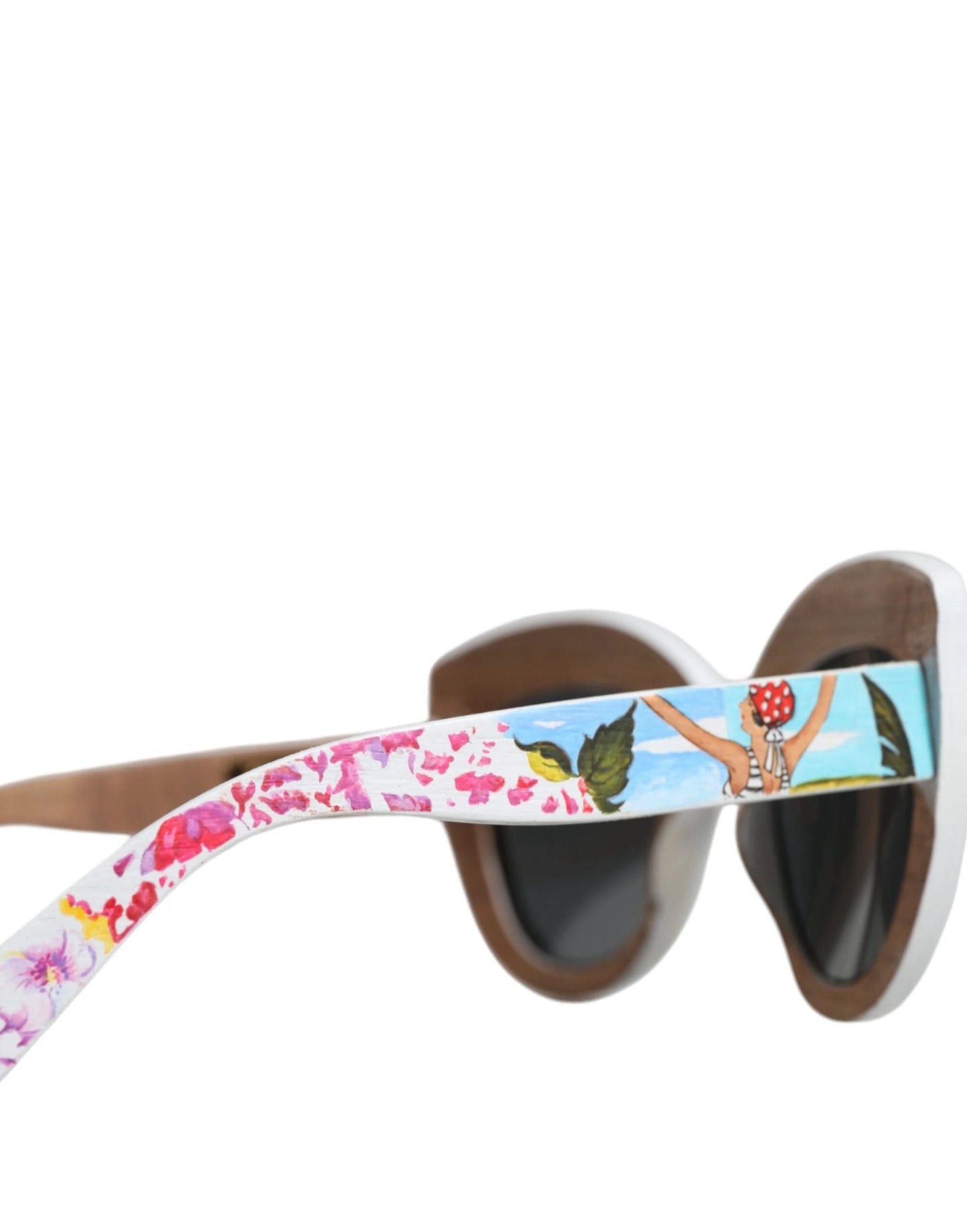 Dolce & Gabbana Multicolor Wood Crystal Brass Frame Floral Hand Paint Sunglasses by Dolce & Gabbana