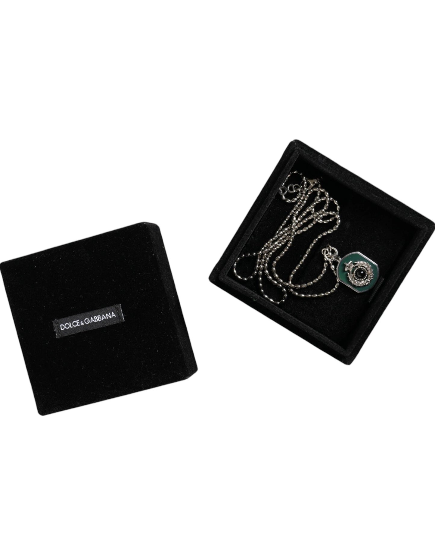 Dolce & Gabbana Sterling Silver 925 Chain Bar Gem Pendant Logo Necklace by Dolce & Gabbana