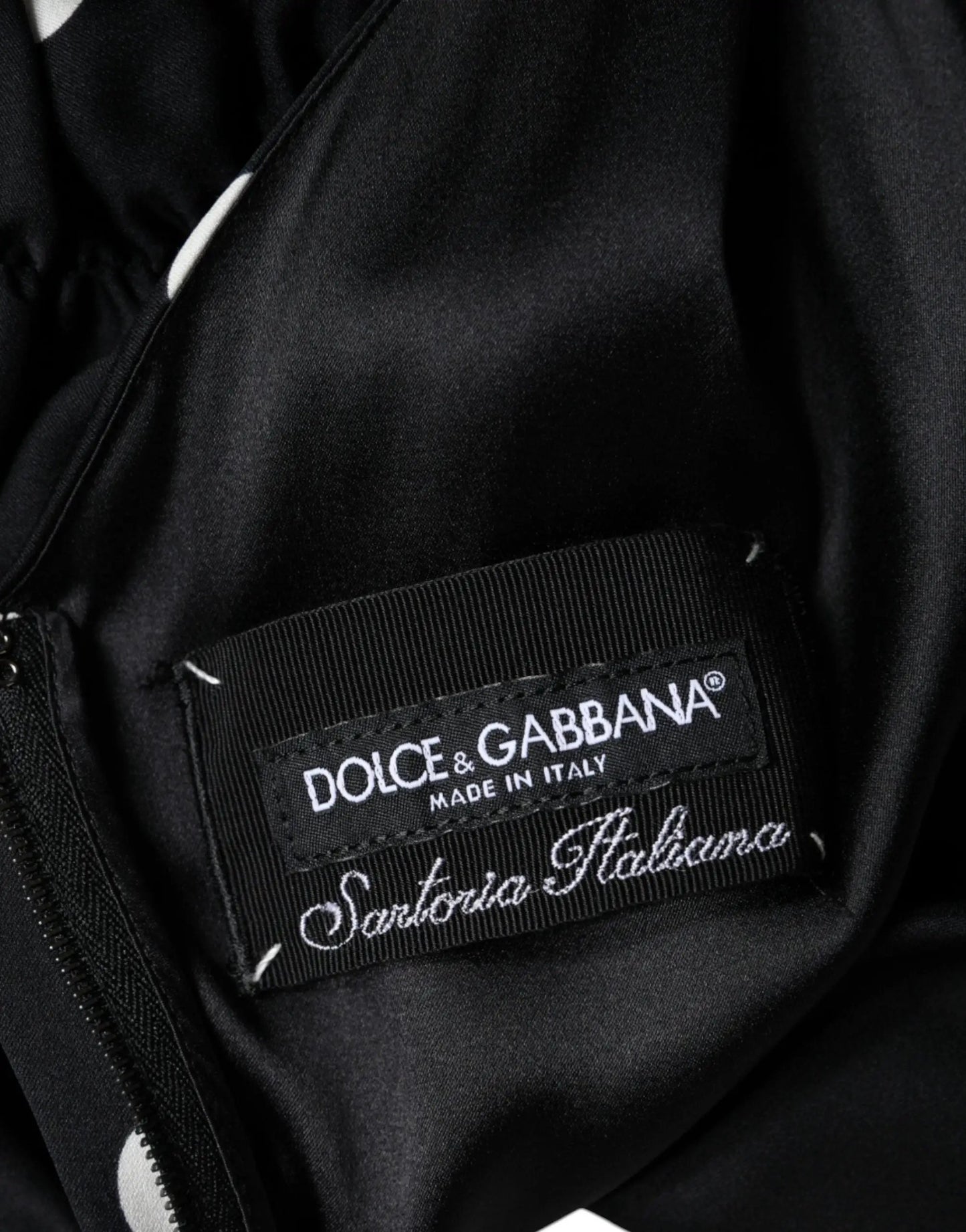 Dolce & Gabbana Black Silk Polka Dot Vneck Tassel Midi Dress by Dolce & Gabbana