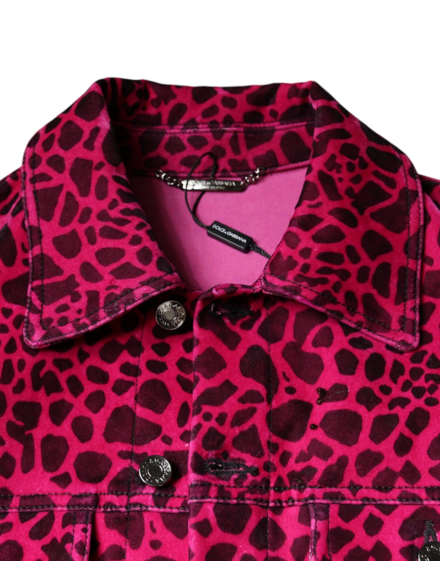 Dolce & Gabbana Fuchsia Leopard Button Down Collared Jacket by Dolce & Gabbana