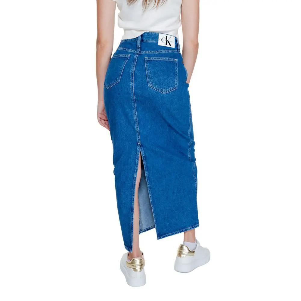 Calvin Klein Jeans Blue Cotton Long Skirt by Calvin Klein Jeans