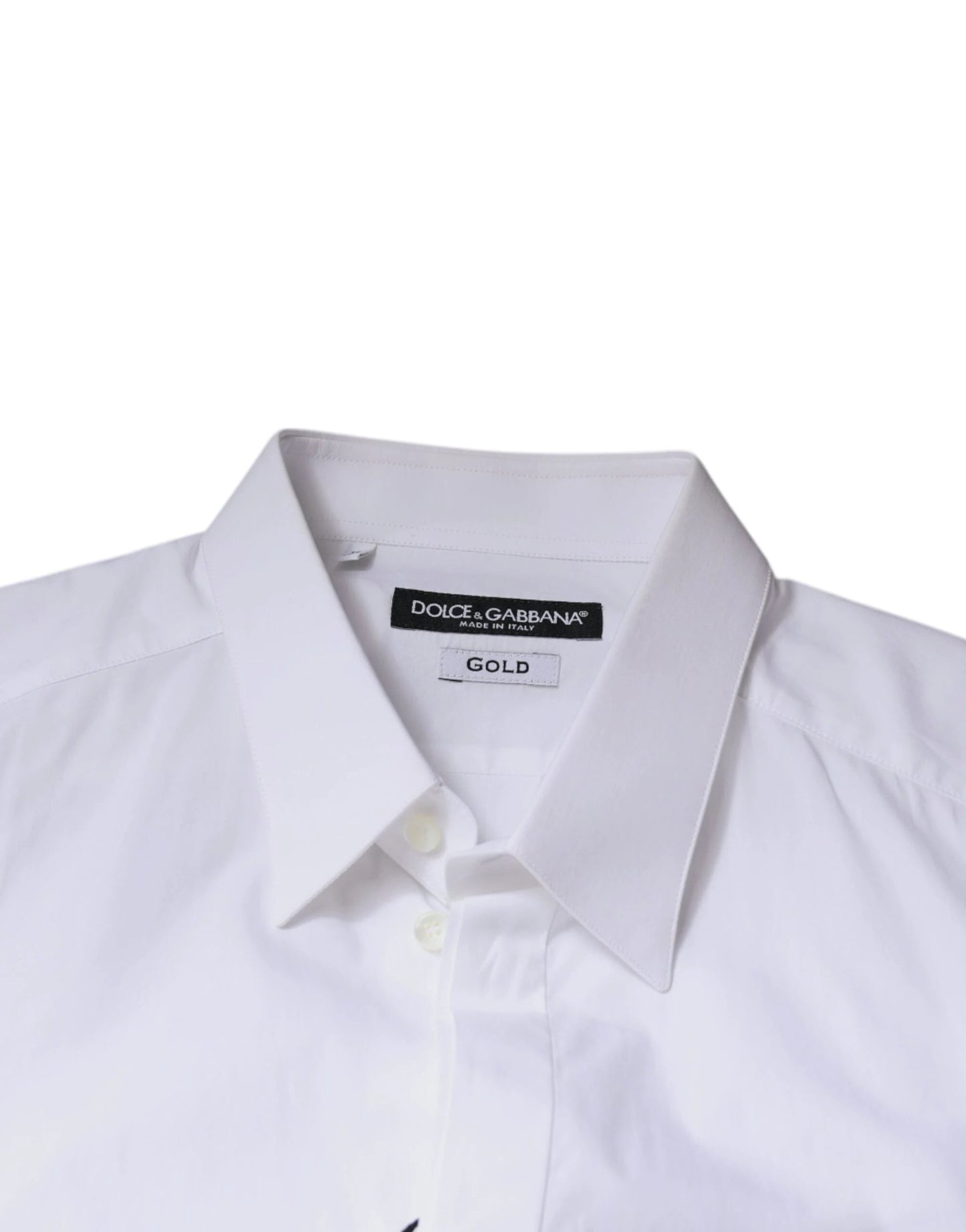 Dolce & Gabbana White Cotton Logo Formal Men GOLD Dress Shirt by Dolce & Gabbana