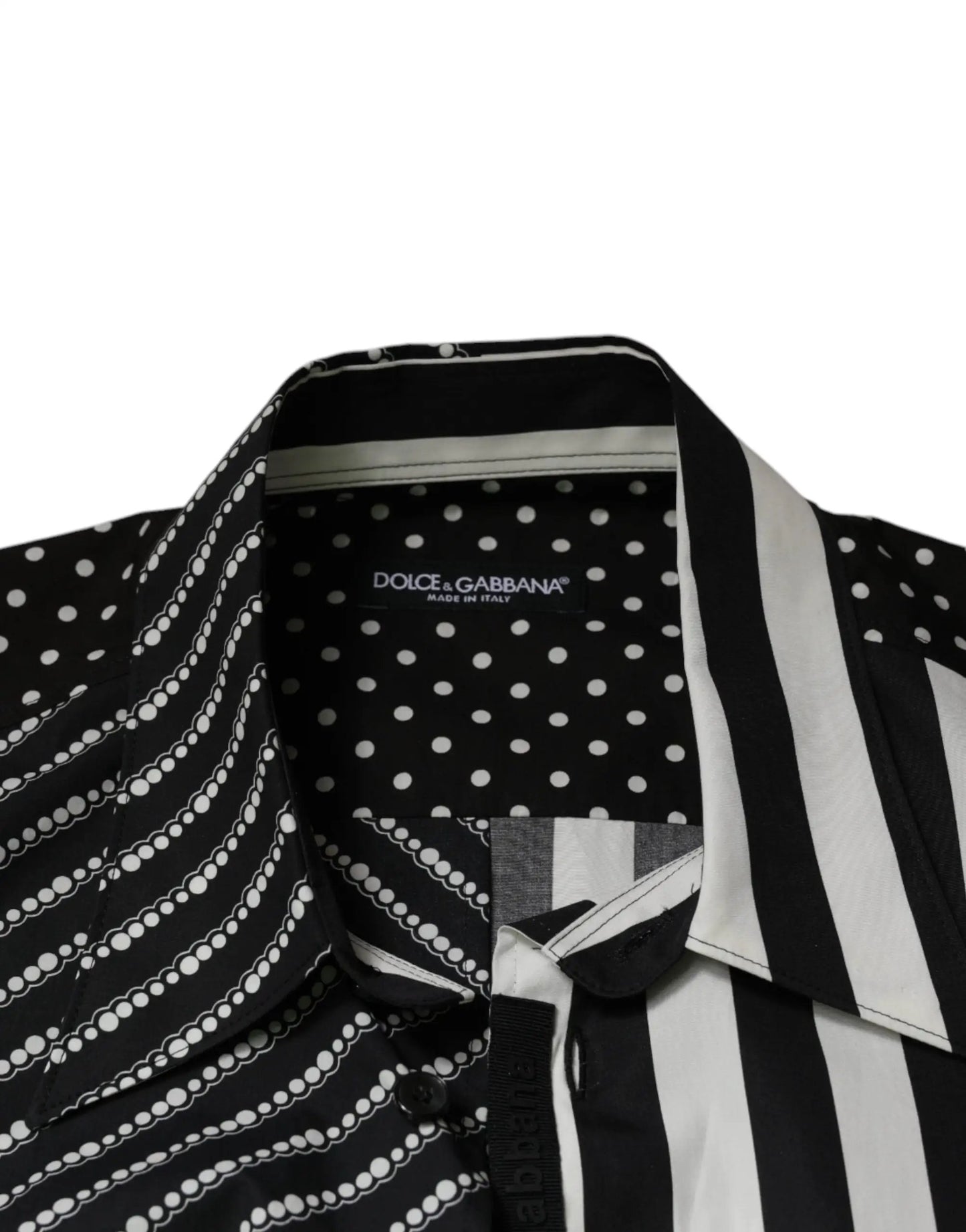 Dolce & Gabbana Black White Striped Button Down Casual Shirt by Dolce & Gabbana