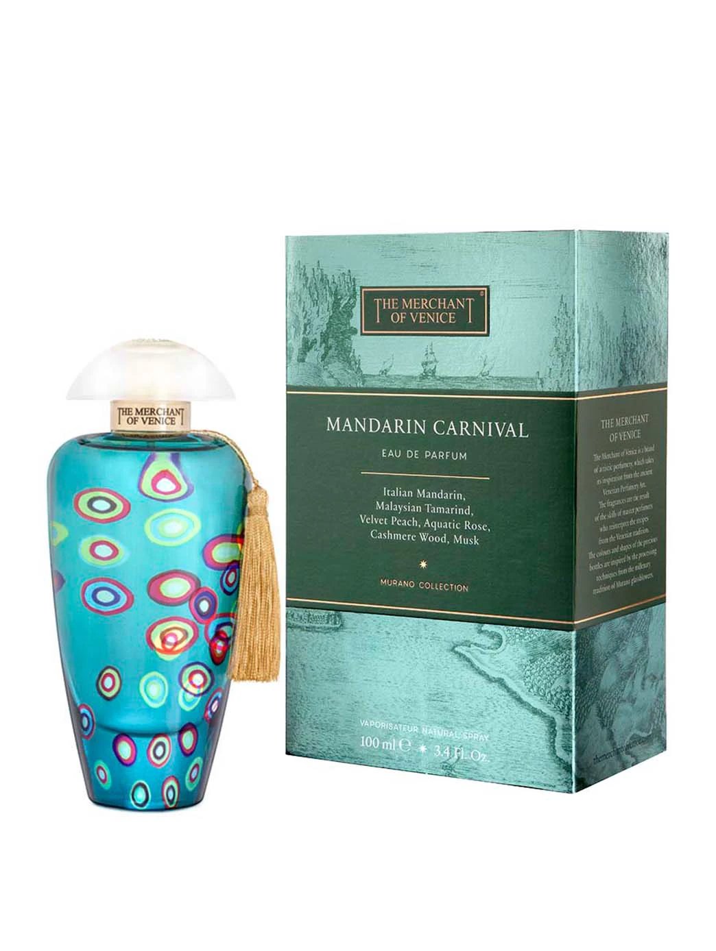 Parfum Mandarin Carnival Flacon Bleu Murano Avec Design Murrine
