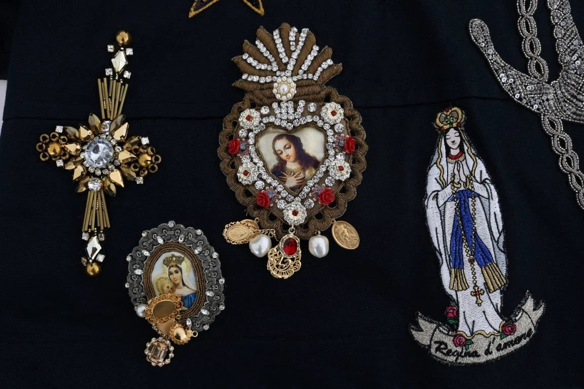 Dolce & Gabbana Blue Crystal MAMMA Sicily Jacket by Dolce & Gabbana