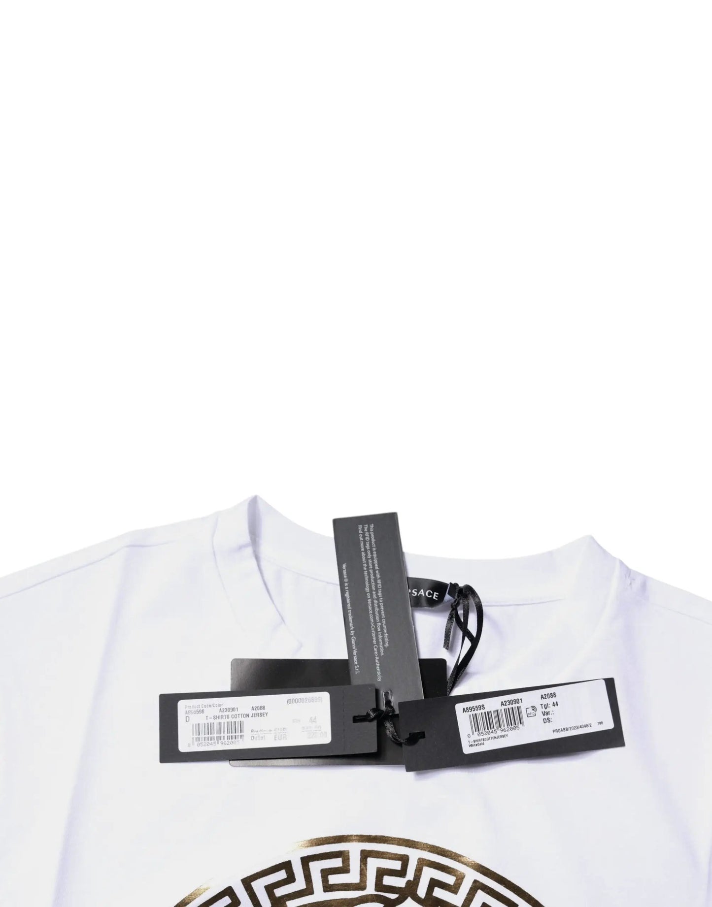 Versace White Medusa Print Cotton Crew Neck T-shirt by Versace