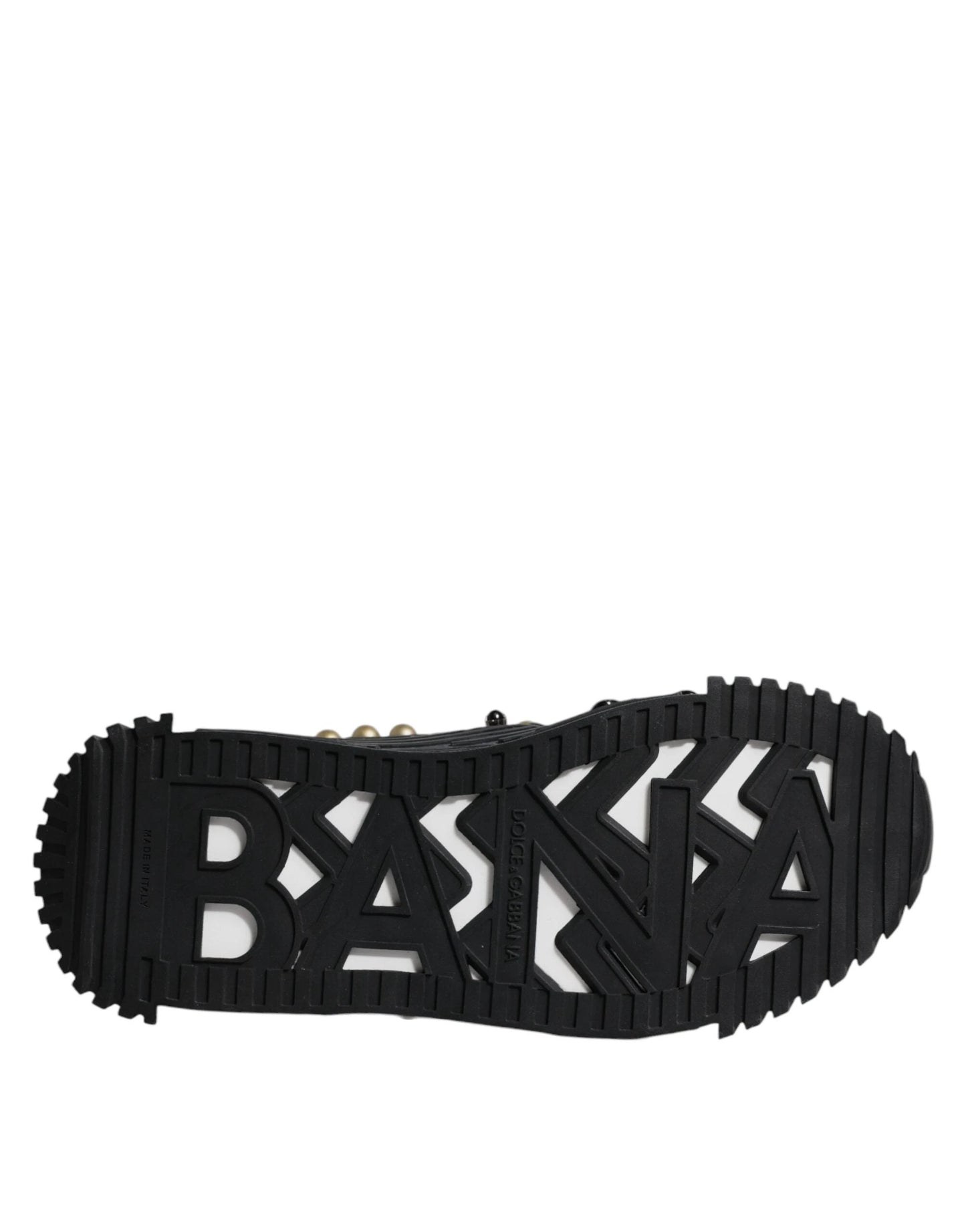 Dolce & Gabbana Black Leather Studded Slides Sandals Shoes by Dolce & Gabbana